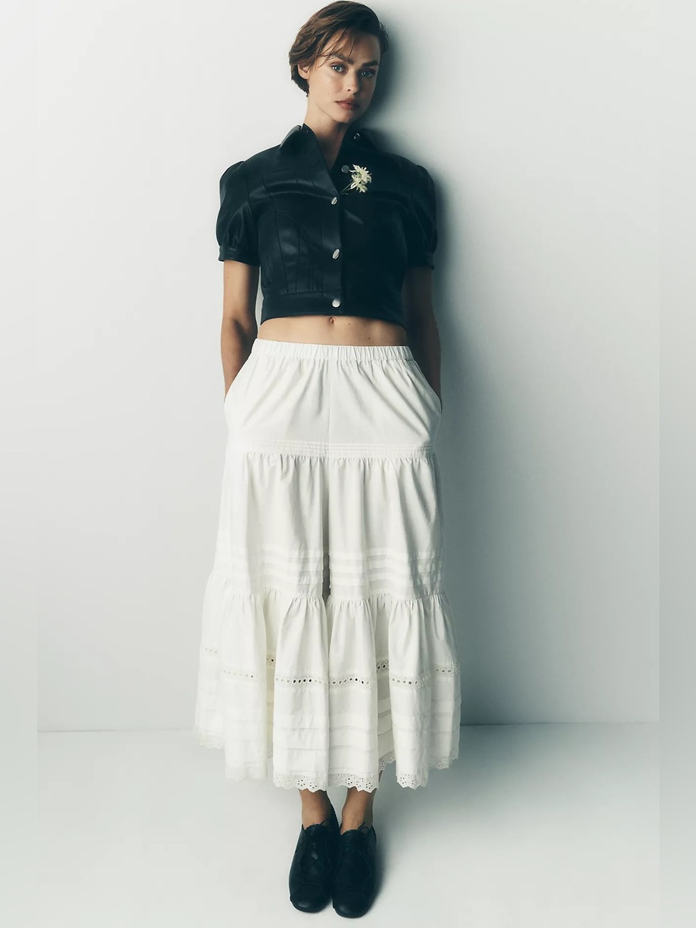NWT By Anthropologie Lace Petticoat Crop Wide-leg Pants